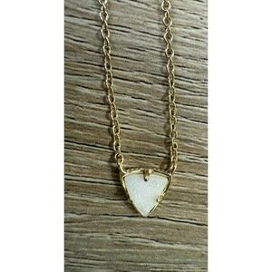 Kendra Scott Perry Pendant Necklace Gold Tone Drusy Triangle